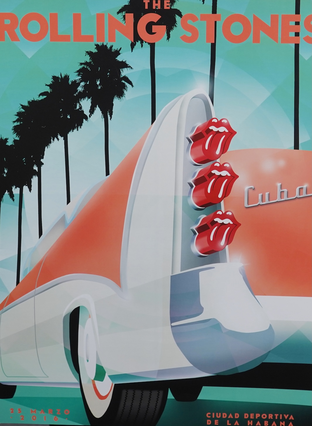 The Rolling Stones interest; an unframed poster commemorating the historic free concert in Havana, Cuba, 25th March 2016, 61 x 46cm